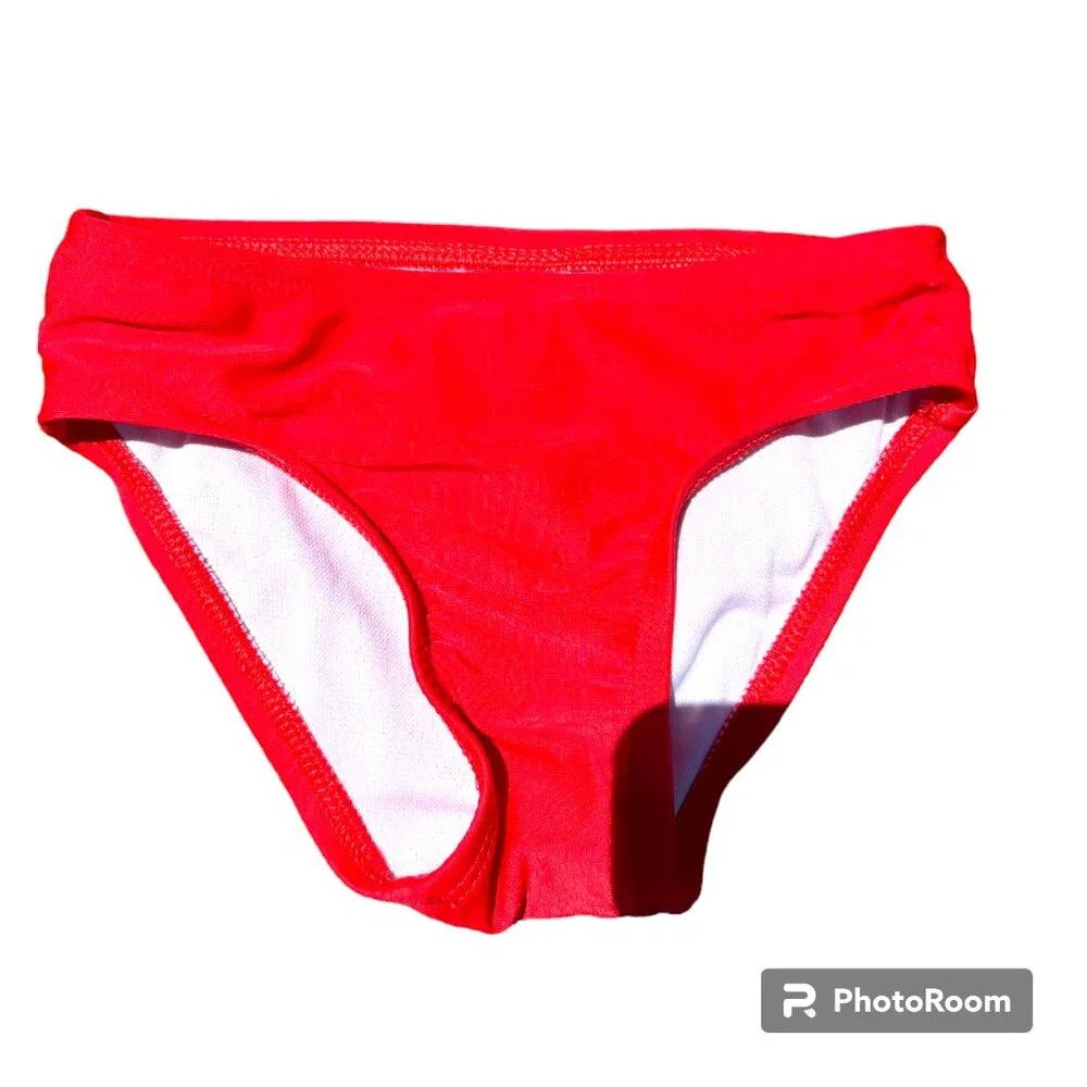 Cat & Jack Toddler‎ Girl's Striped Red Pink and White Ruffle Bikini 3T